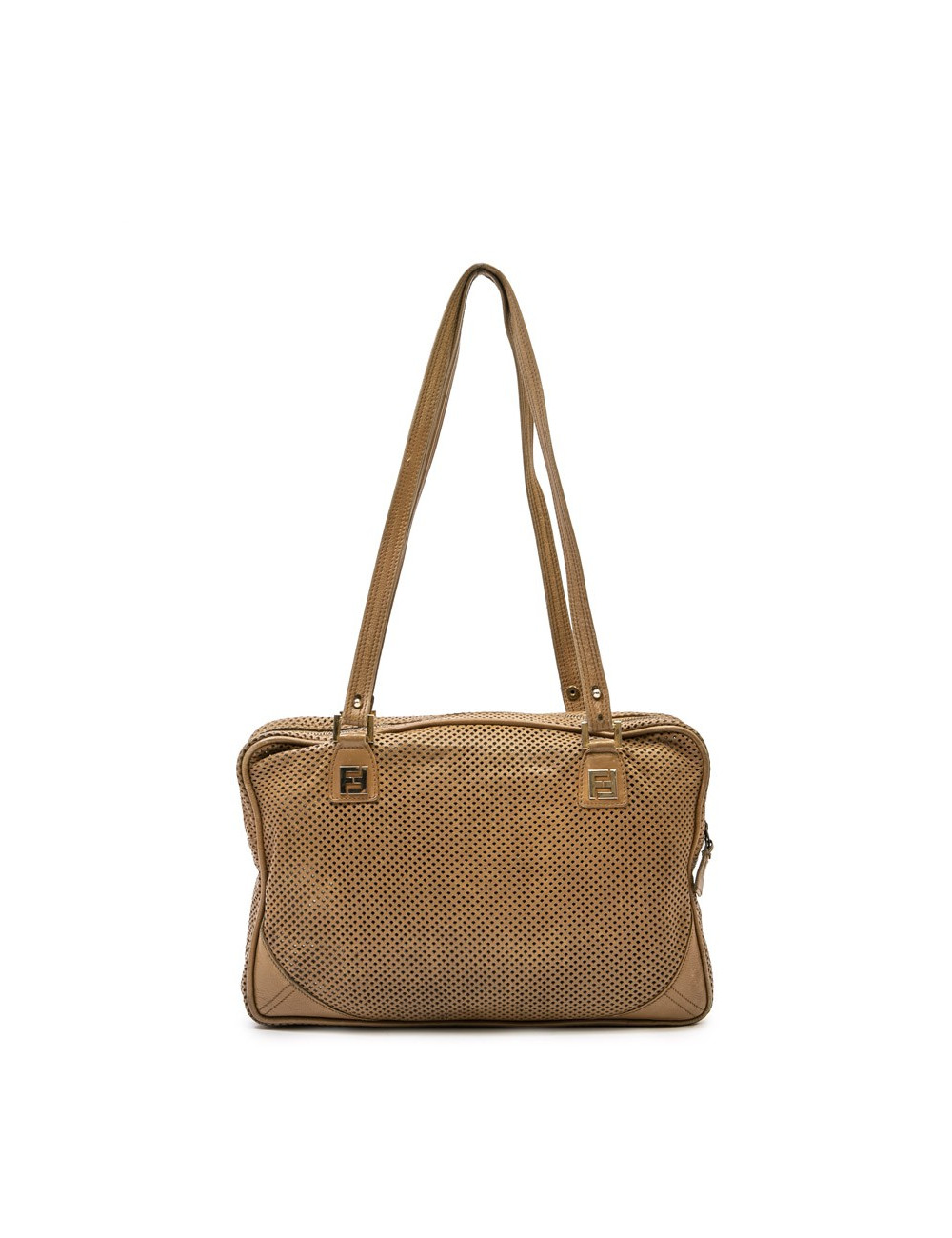 Sac FENDI cuir perforé beige Vintage