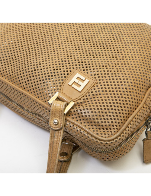 Sac FENDI cuir perforé beige Vintage