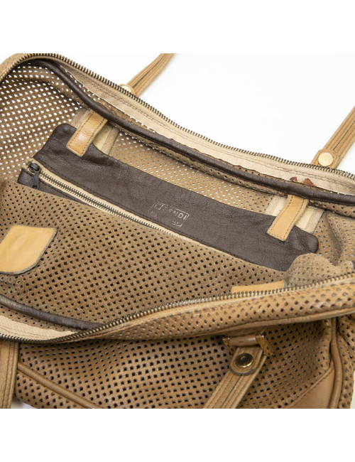 Sac FENDI cuir perforé beige Vintage