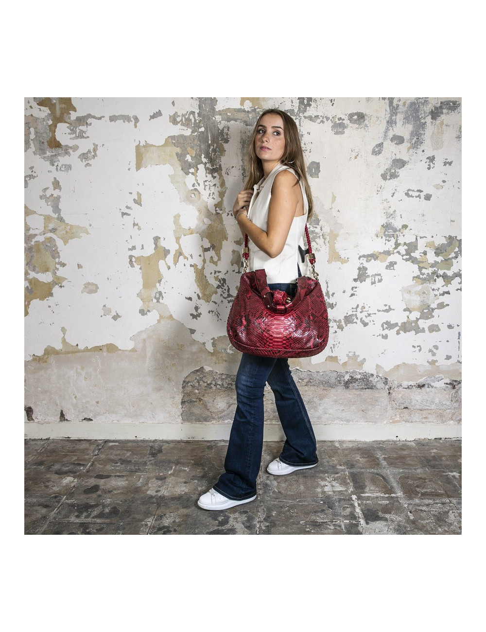 Sac GUCCI en python rouge