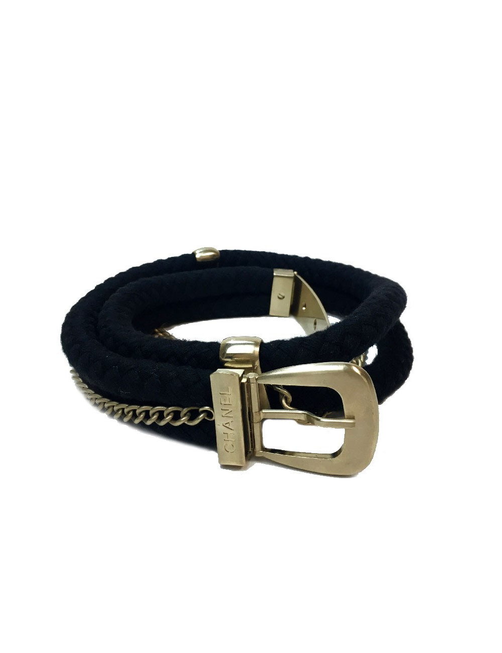 Ceinture CHANEL cordes et métal doré mat