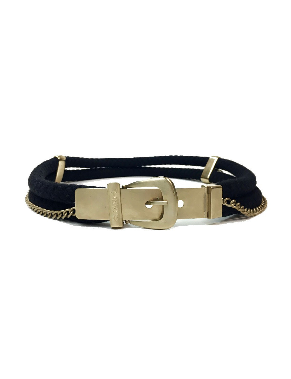 Ceinture CHANEL cordes et métal doré mat