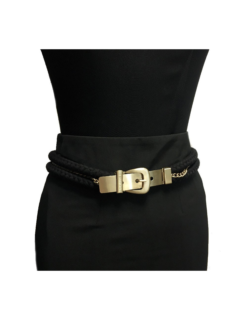 Ceinture CHANEL cordes et métal doré mat