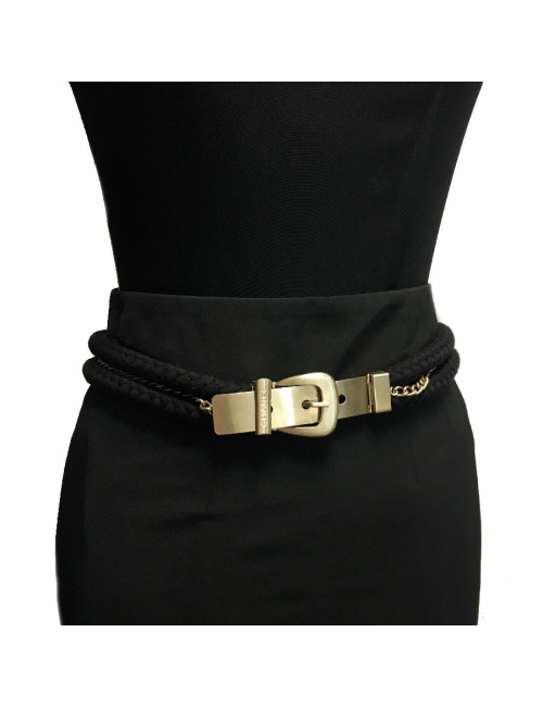 Ceinture CHANEL cordes et métal doré mat