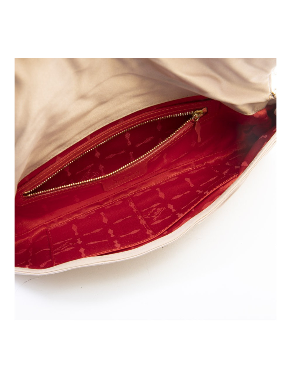 Sac CHRISTIAN LOUBOUTIN en satin duchesse beige rosé