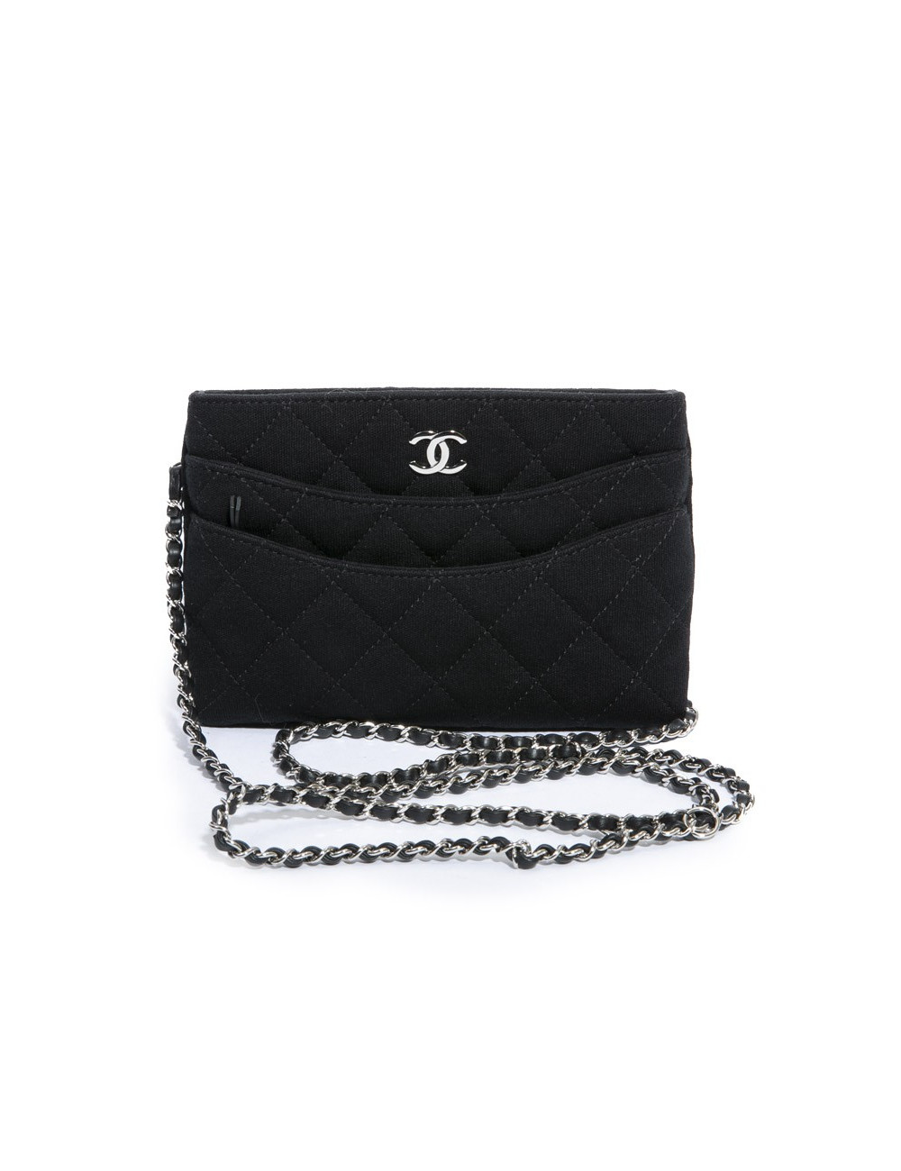 Pochette CHANEL jersey chaine argent