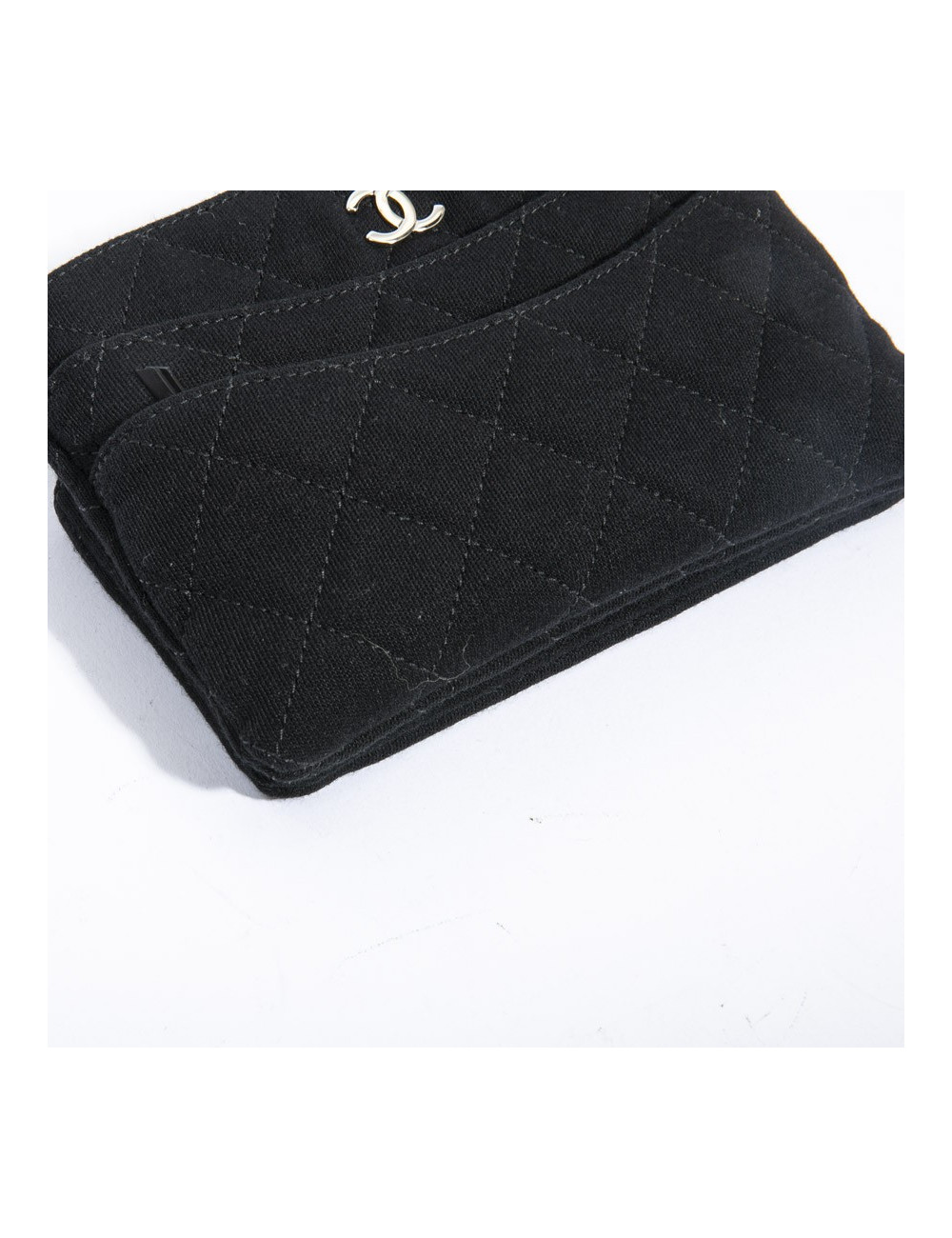 Pochette CHANEL jersey chaine argent