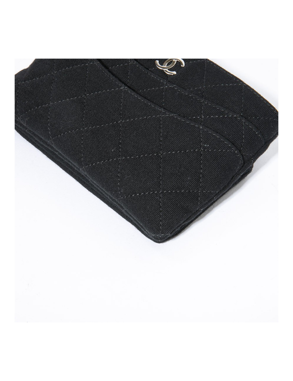 Pochette CHANEL jersey chaine argent