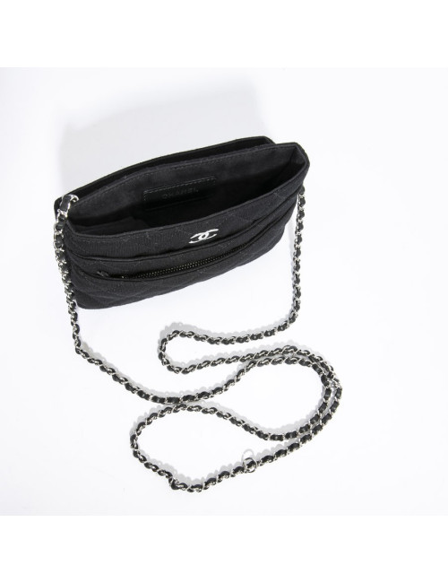Pochette CHANEL jersey chaine argent