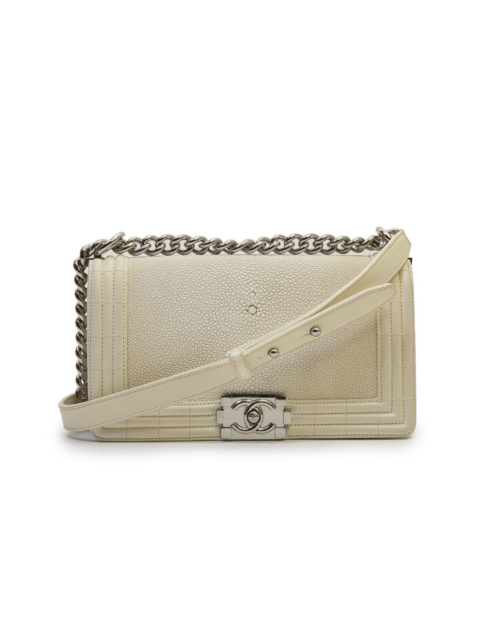 Sac Boy CHANEL en galuchat blanc 