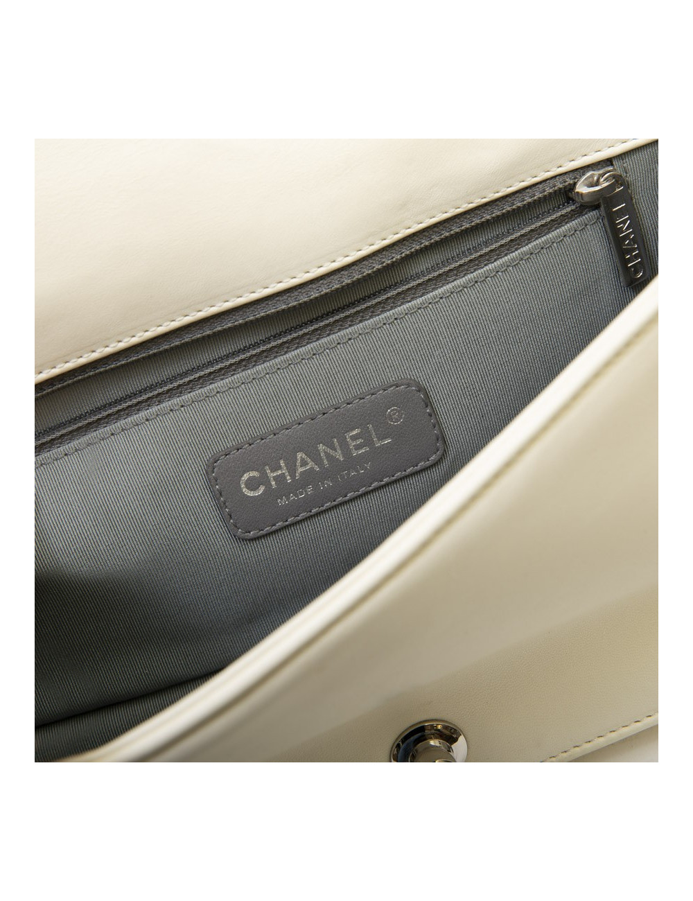 CHANEL boy bag in ecru galuchat