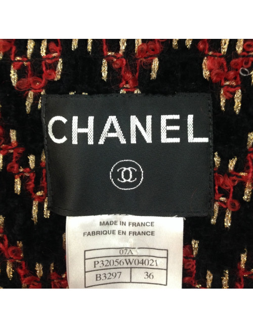 Veste CHANEL noire en laine, cachemire et tweed T 36
