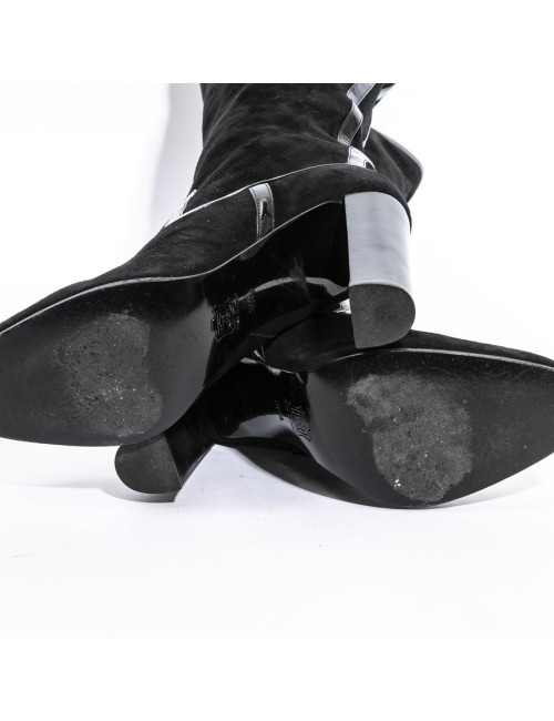 PIERRE HARDY boots in black velvet calfskin size 38.5FR