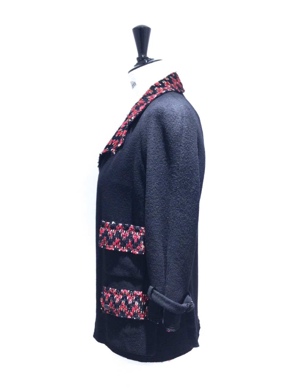 Veste CHANEL noire en laine, cachemire et tweed T 36