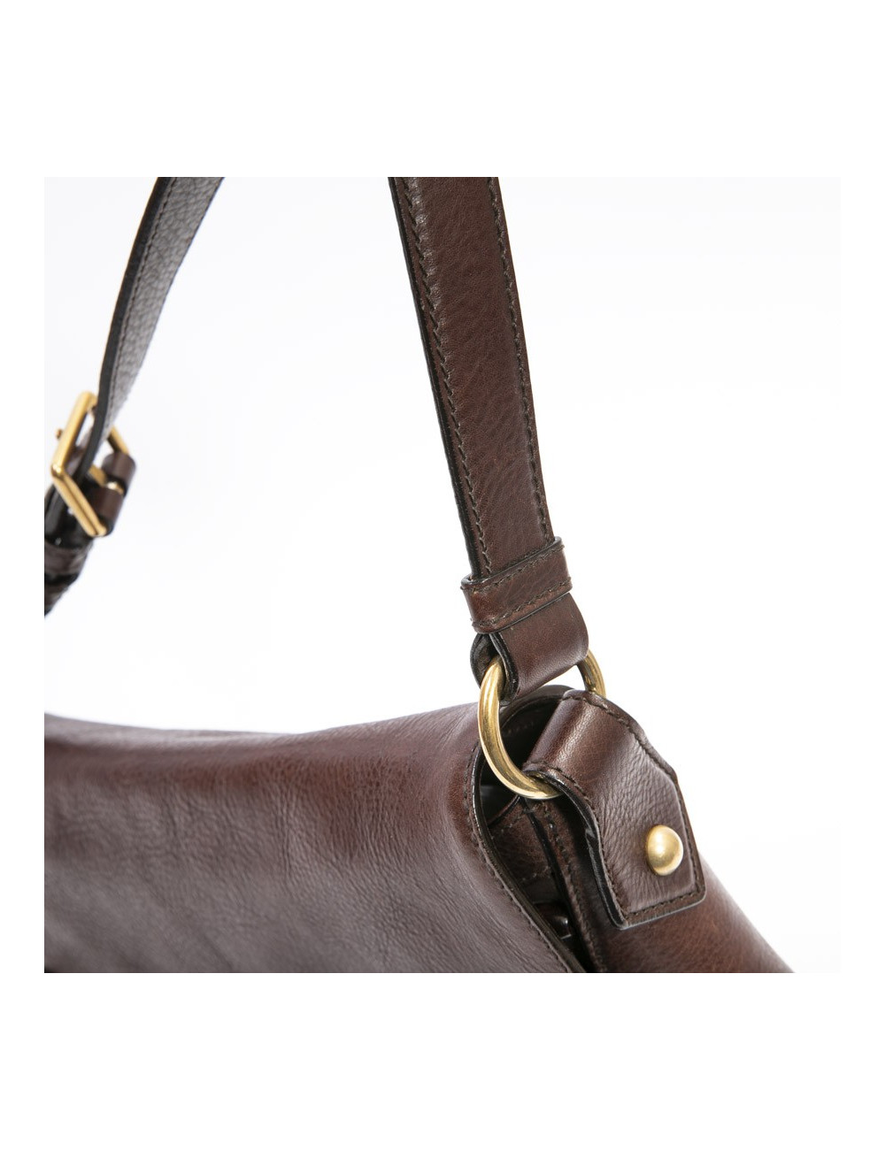 YSL SAINT LAURENT vintage bag in brown leather, velvelt calfskin and beads