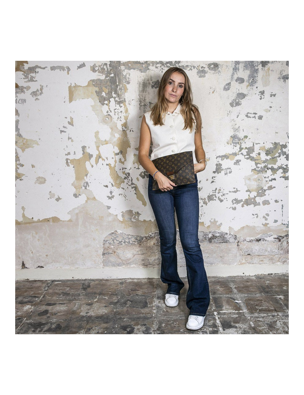 LOUIS VUITTON vintage clutch in brown monogram canvas