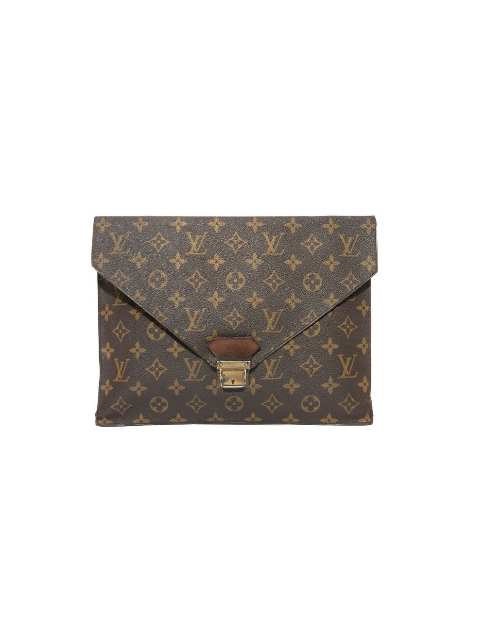 Pochette enveloppe LOUIS VUITTON toile Monogram marron Vintage