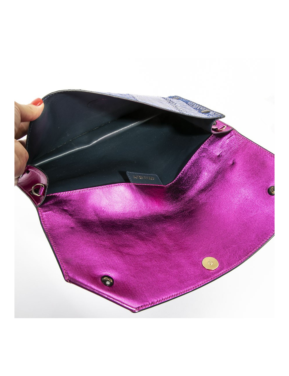 Pochette PROENZA SCHOULER python bleu electrique te noir