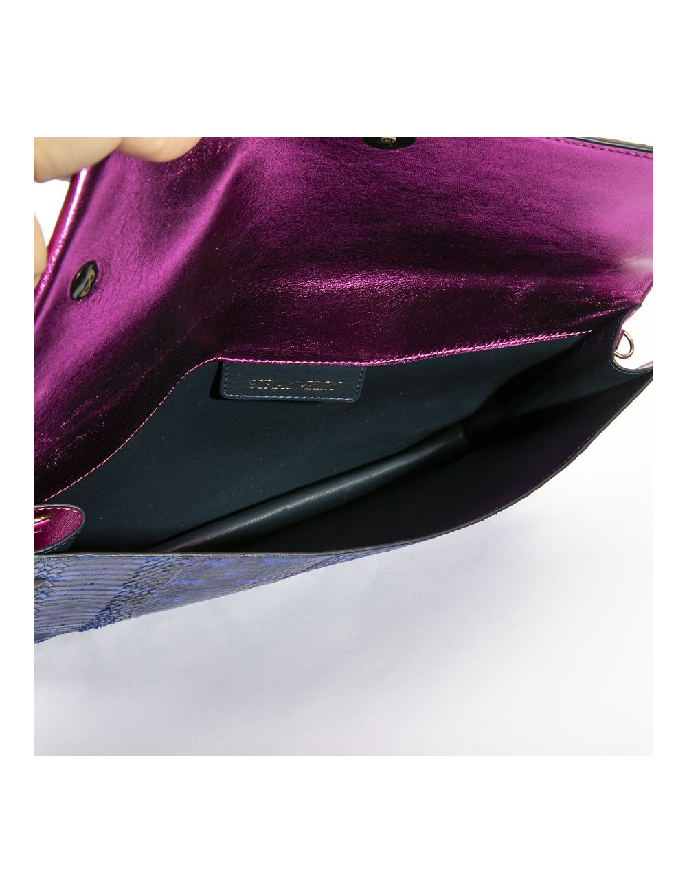 Pochette PROENZA SCHOULER python bleu electrique te noir