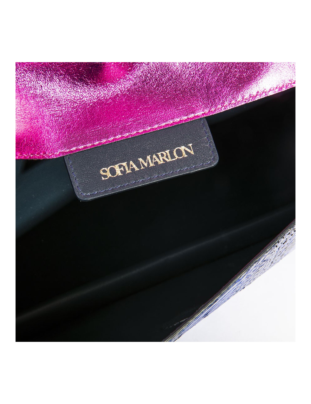 Pochette SOFIA MARLON en python bleu electrique et rose 