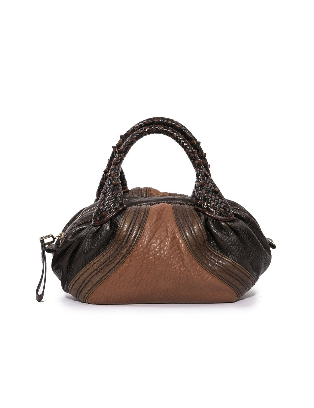 FENDI mini  bag Spy model in light and dark brown leather