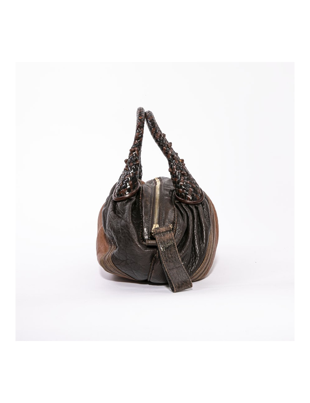 FENDI mini  bag Spy model in light and dark brown leather