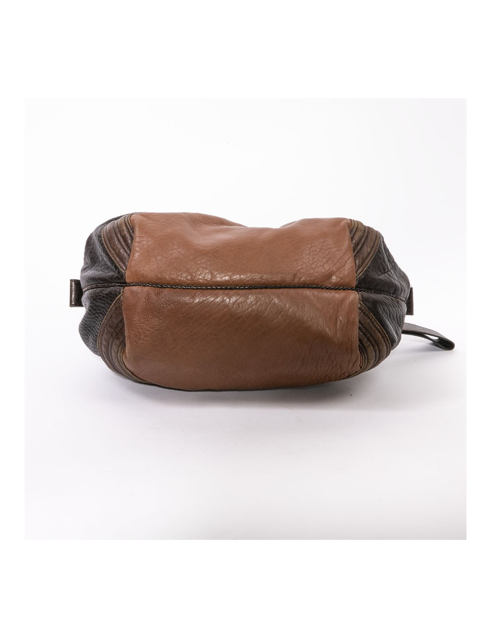 Sac FENDI spy mini cuir grainé marron foncé et camel