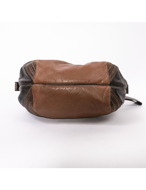 Sac FENDI spy mini cuir grainé marron foncé et camel