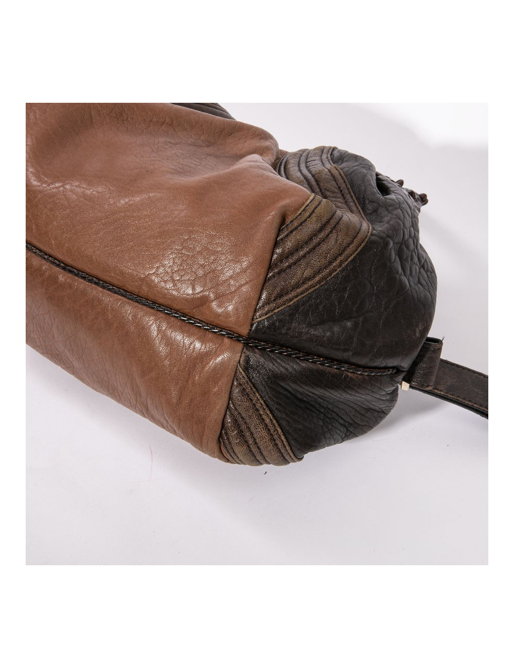 FENDI mini  bag Spy model in light and dark brown leather