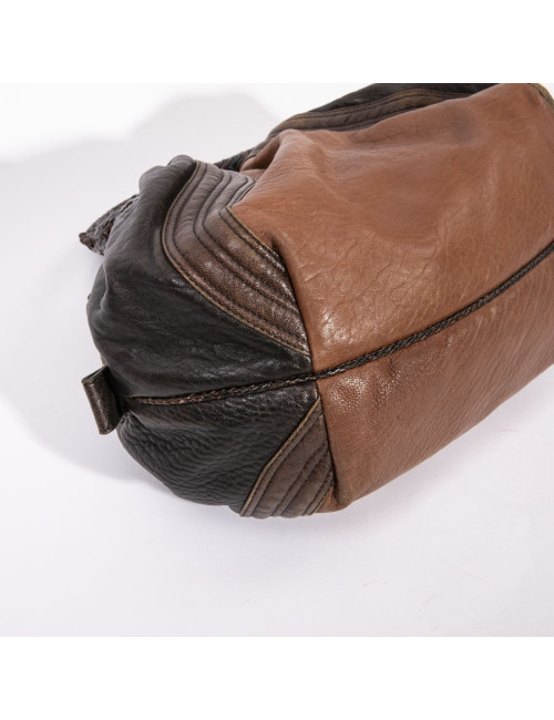 FENDI mini  bag Spy model in light and dark brown leather