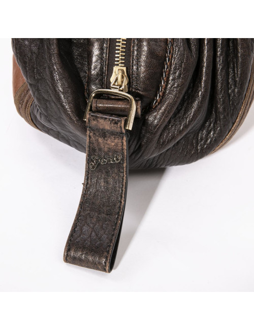 FENDI mini  bag Spy model in light and dark brown leather