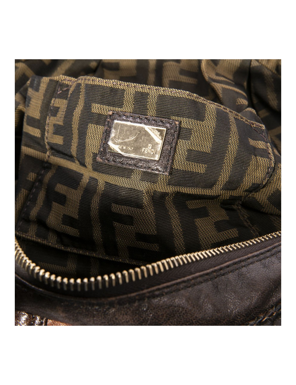 FENDI mini  bag Spy model in light and dark brown leather