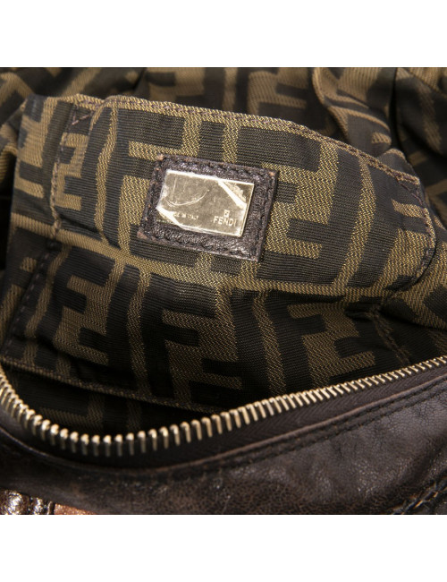 FENDI mini  bag Spy model in light and dark brown leather