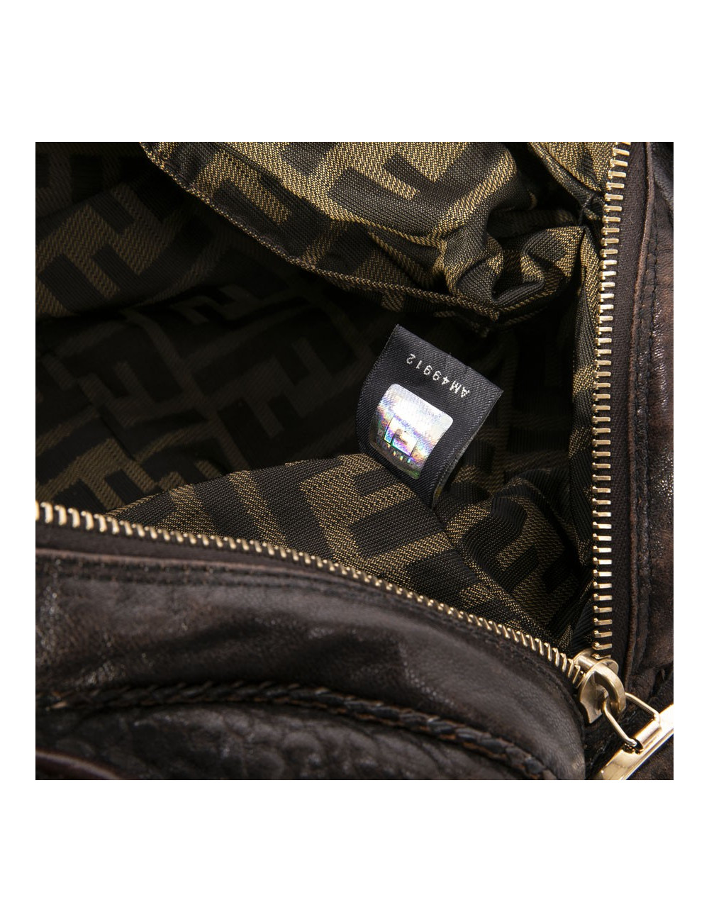 Sac FENDI spy mini cuir grainé marron foncé et camel