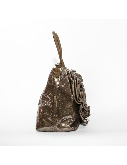 Sac cabas VALENTINO à sequins marron reflets roses