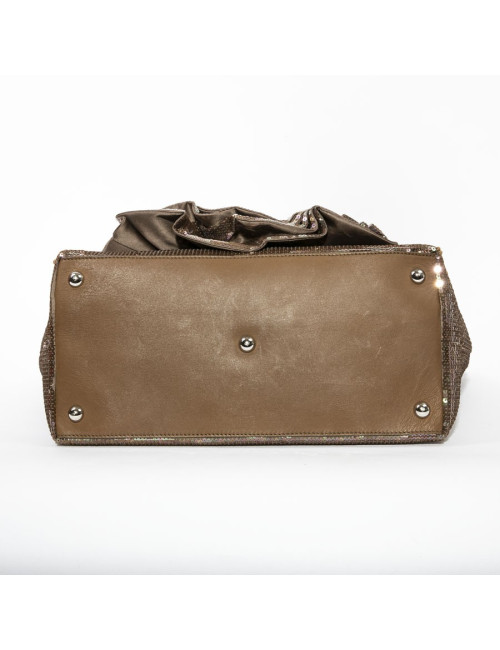 Sac cabas VALENTINO à sequins marron reflets roses