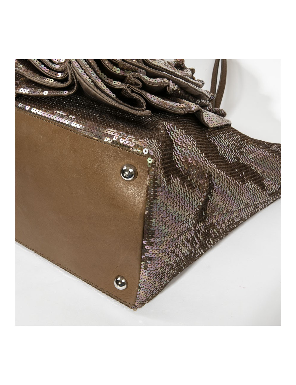 Sac cabas VALENTINO à sequins marron reflets roses