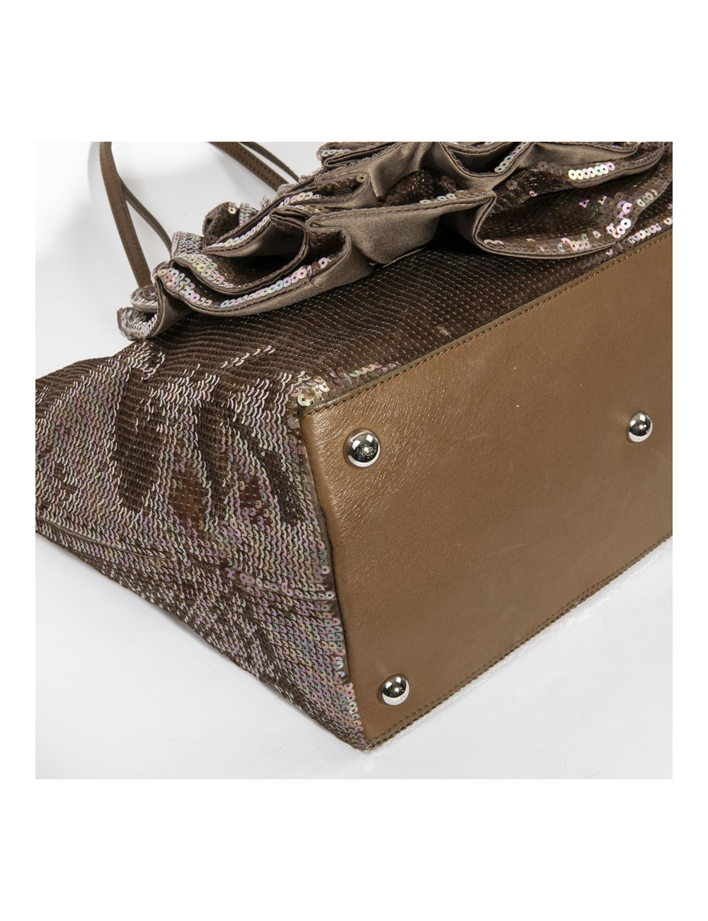 Sac cabas VALENTINO à sequins marron reflets roses