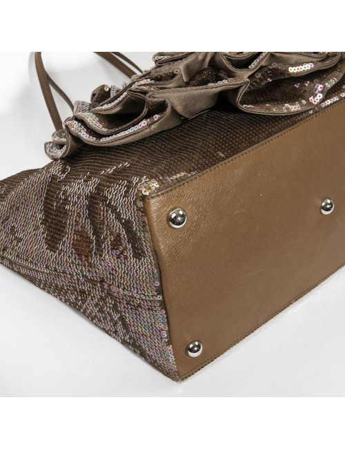 Sac cabas VALENTINO à sequins marron reflets roses
