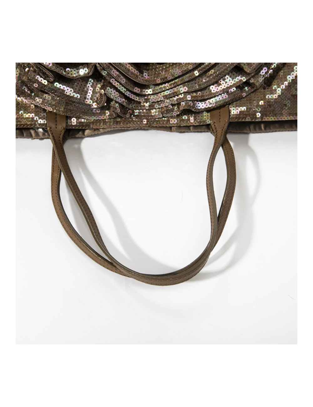 Sac cabas VALENTINO à sequins marron reflets roses