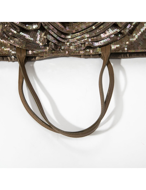 Sac cabas VALENTINO à sequins marron reflets roses