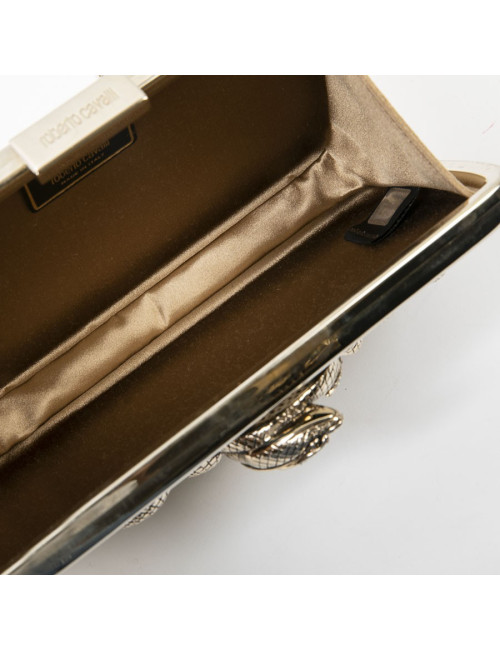ROBERTO CAVALLI Minaudière in mirror effect gilt metal and snake ornament