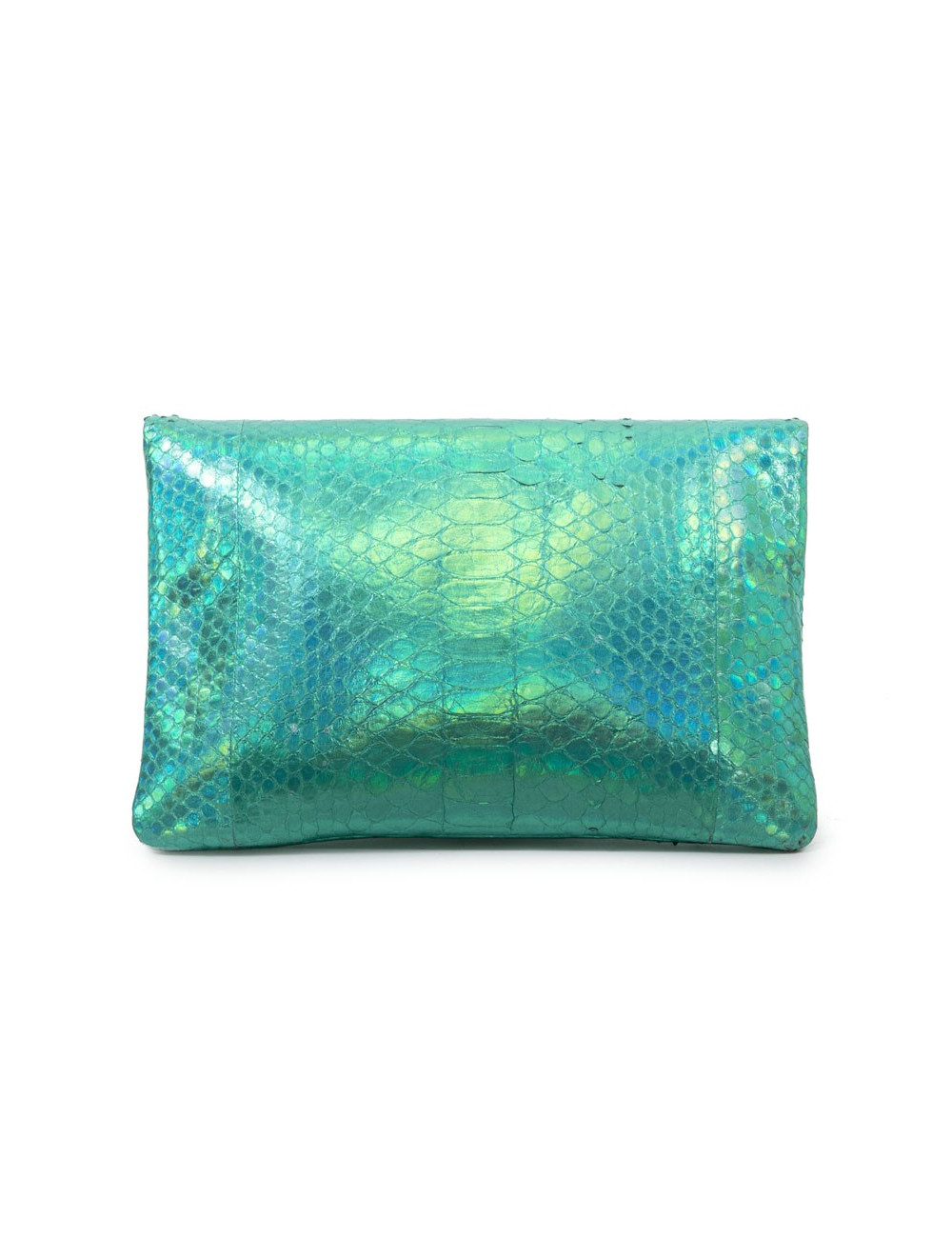 Zagliani clutch in shiny turquoise python