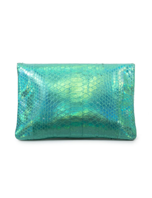 Zagliani clutch in shiny turquoise python