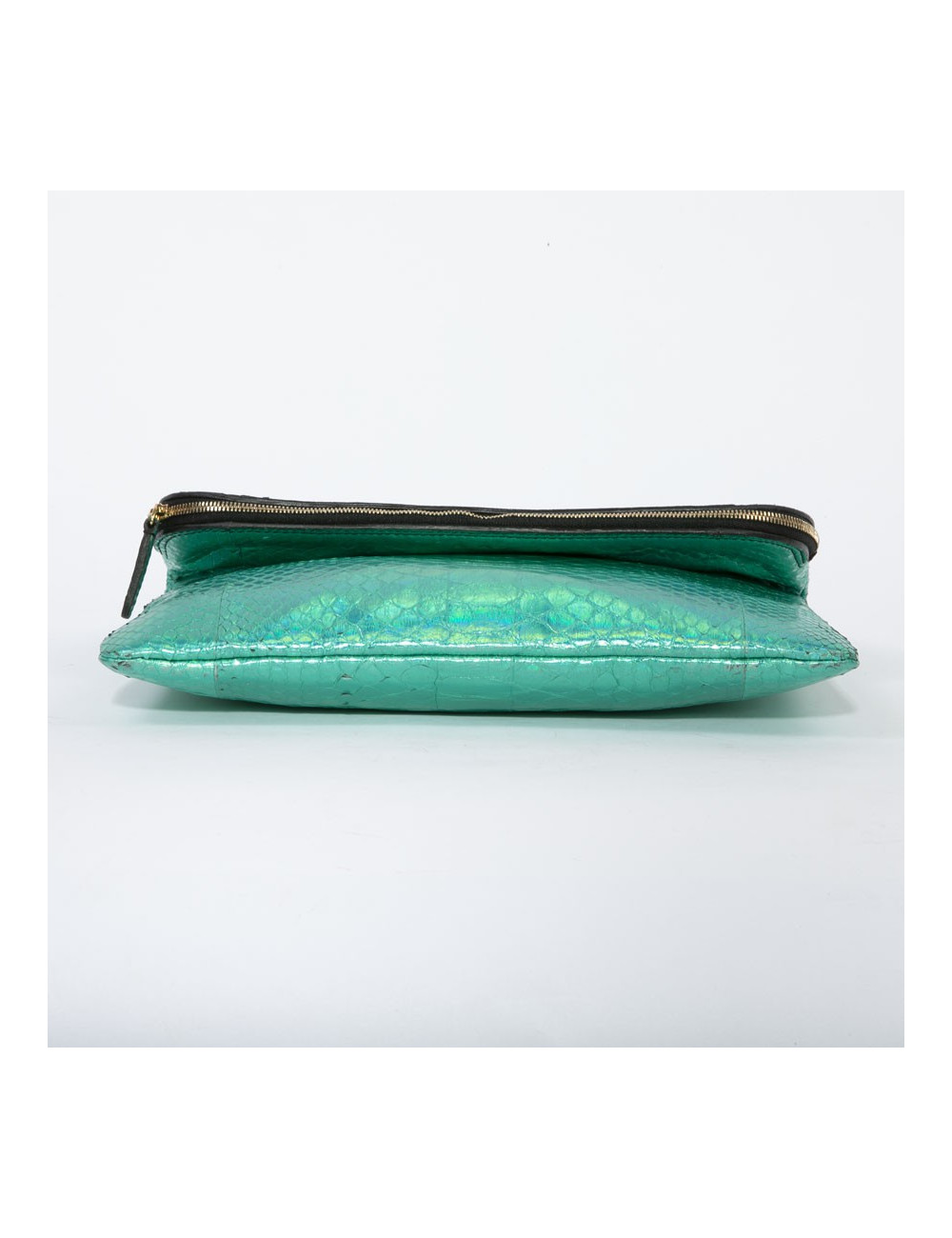 Zagliani clutch in shiny turquoise python
