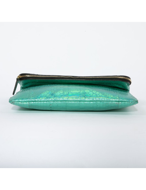 Zagliani clutch in shiny turquoise python