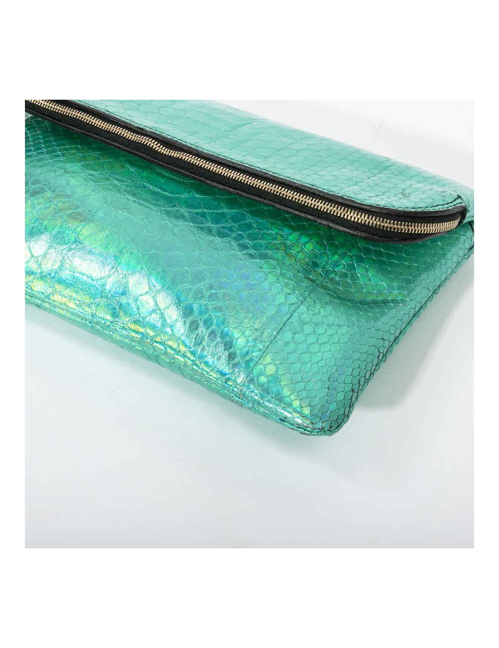 Zagliani clutch in shiny turquoise python