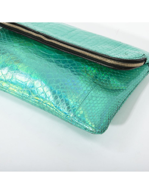 Zagliani clutch in shiny turquoise python