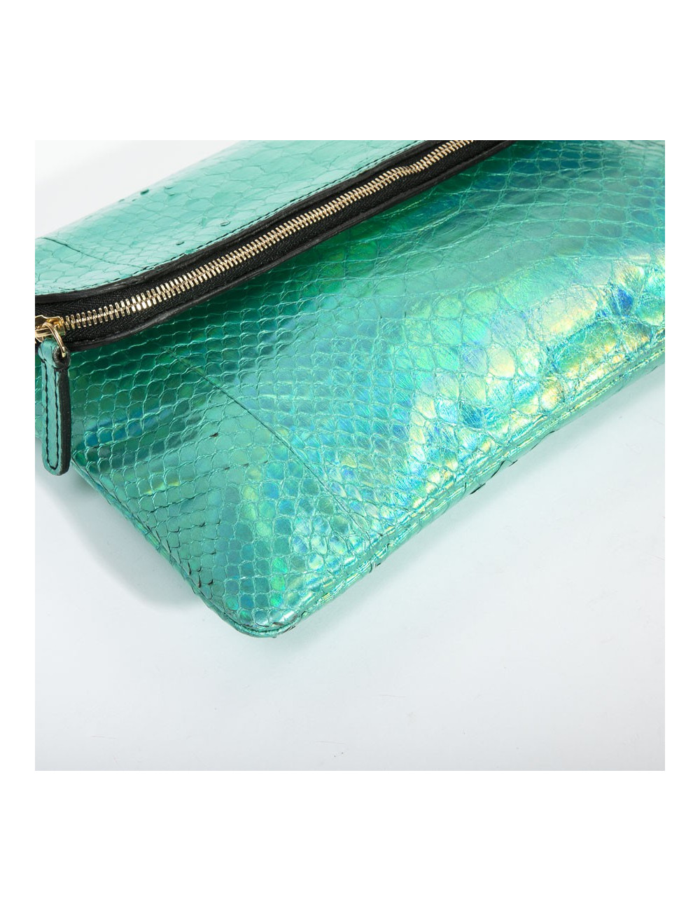 Zagliani clutch in shiny turquoise python