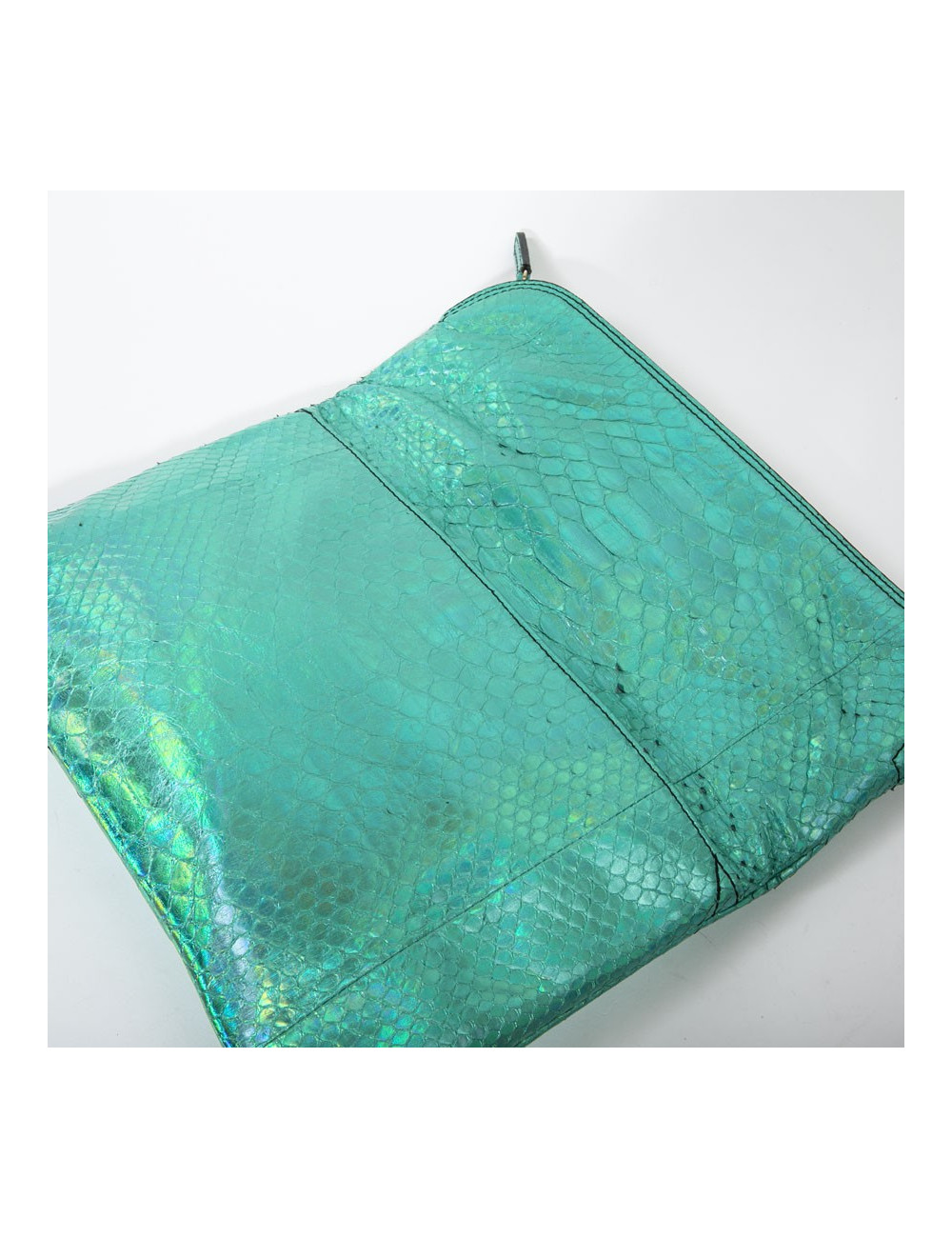 Zagliani clutch in shiny turquoise python
